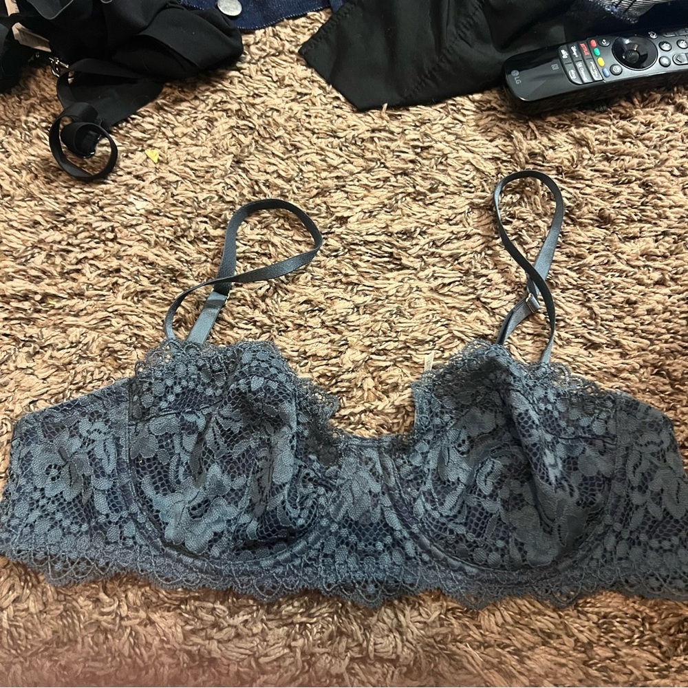 Free People Lace Bra in Slate Gray